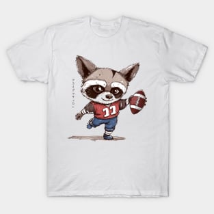 Funny Racoon Football With Kanji T-Shirt